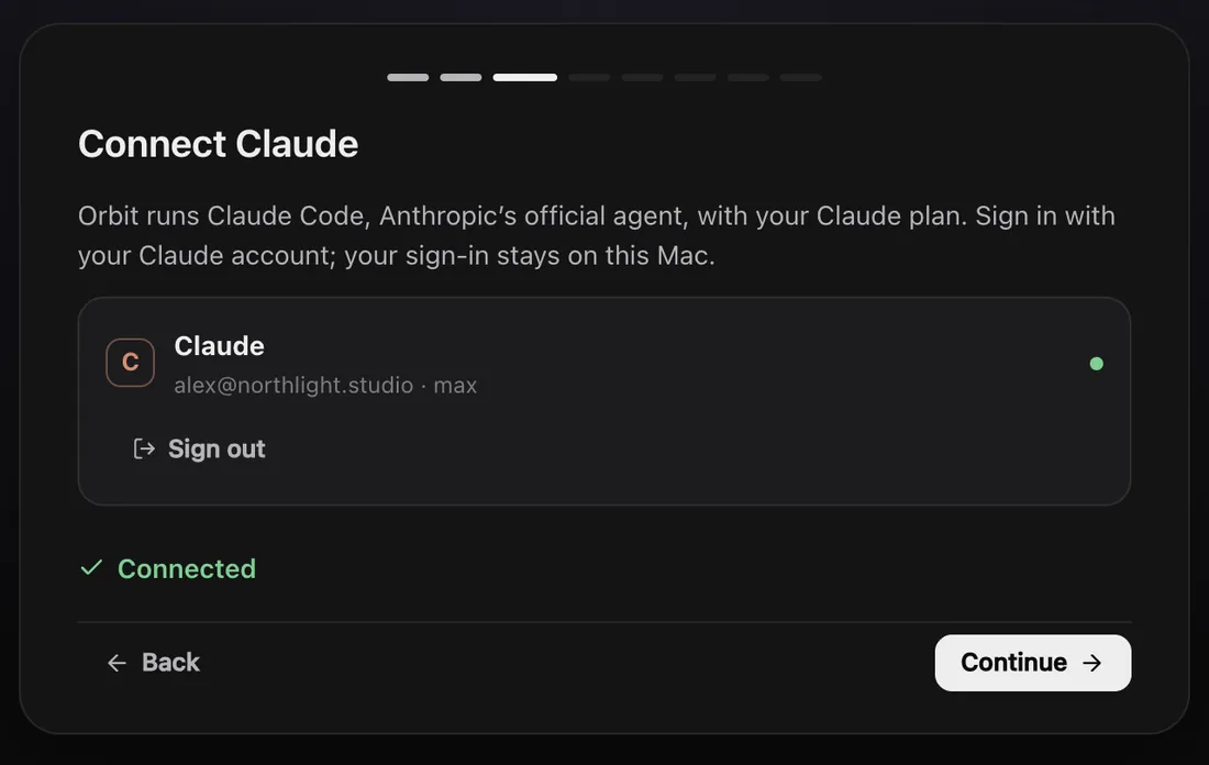 Connecting a Claude plan during setup